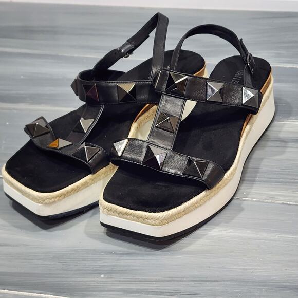 VANELi Edrys Studded Sandals Espadrille Platform Black Size 10.5 Narrow - Picture 3 of 15